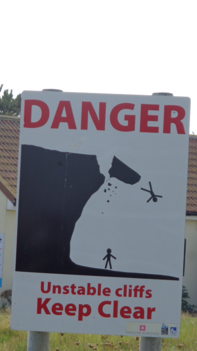 Cliff warning sign